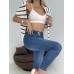 Yüksek Bel Likralı Jean Pantolon 90 Cm Mavi