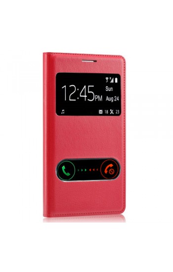 Avea InTouch 3 S View Dikişli Deri Çift Pencereli Kılıf Kırmızı…