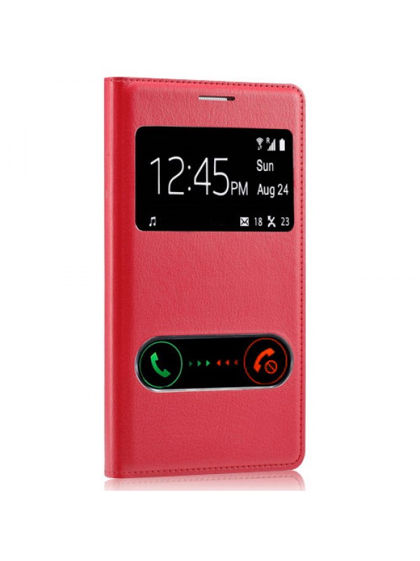 Avea InTouch 3 S View Dikişli Deri Çift Pencereli Kılıf Kırmızı…