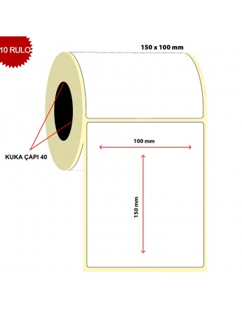 Barkod 100x150 Termal Etiket Eko Termal 250 Sarım 10 Rulo (2500 Adet)