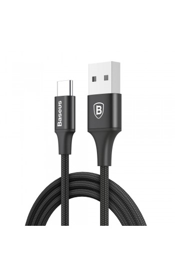 Baseus Rapid Type-C Data/Şarj Kablosu Led Işıklı 1mt Siyah CATSU-B01…