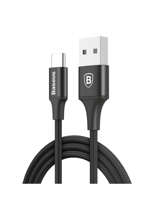 Baseus Rapid Type-C Data/Şarj Kablosu Led Işıklı 1mt Siyah CA…