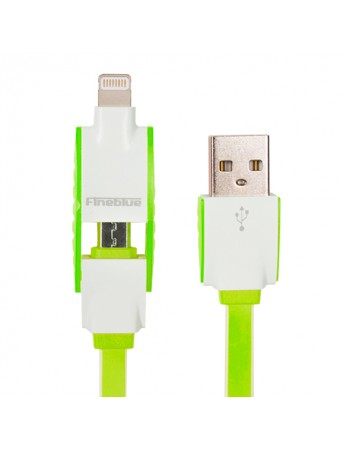 Fineblue Hızlı Şarj ve USB Data Kablo Renkli 2in1 F-C10 Yeşil