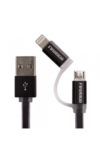Fineblue Hızlı Şarj ve USB Data Yassı Kablo 2in1 F-U6 Siyah…