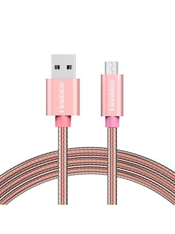 Fineblue Metal Sargı Micro USB Hızlı Şarj ve USB Data Kablo F-C05 Rose