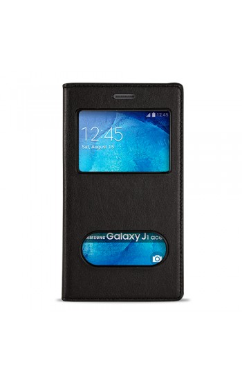 FitCase Dolce Galaxy J1 Ace (J110) Gizli Mıknatıslı Pencereli Kılıf S…