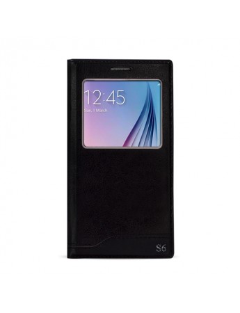 FitCase Dolce Samsung S6 (G920) Gizli Mıknatıslı Pencereli Kılıf Siyah