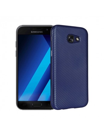 FitCase Galaxy A3 2017 (A320) Elektroliz Carbon Desen Arka Kapak Lacivert