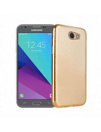 FitCase Galaxy J5 2017 Elektroliz Carbon Desen Arka Kapak Gold