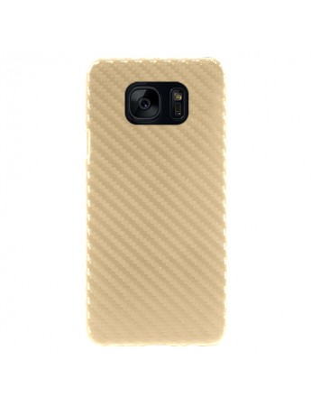 FitCase Galaxy S7 EDGE (G935) Carbon Desen Arka Kapak Gold