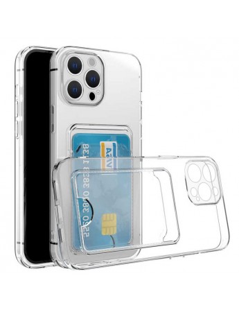FitCase iPhone 12 Pro Max Kılıf Cardy Şeffaf Kartlık Cepli Kapak