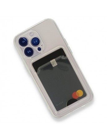 FitCase iPhone 13 Pro Kılıf Cardy Şeffaf Kartlık Cepli Kapak