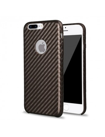 FitCase iPhone 7-8 Plus Carbon Desen Arka Kapak Kahverengi