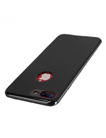FitCase iPhone 7-8 Plus Elektroliz Carbon Desen Arka Kapak Siyah