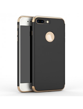 FitCase iPhone 7 Plus / 8 Plus Kılıf Golden Frame Arka Kapak Siyah