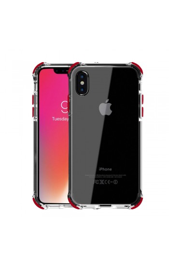 FitCase iPhone Xs Max Anti Shock Darbe Koruyucu Silikon Arka Kapak Kırmı…