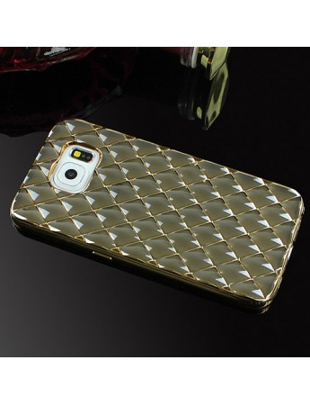 FitCase Laser Samsung S6 (G920) Baklava Desenli Gold - Siyah