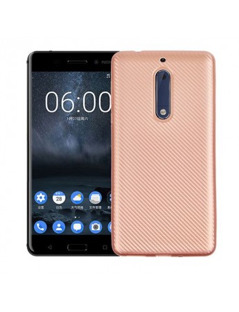 FitCase Nokia 5 Carbon Desen Arka Kapak Rose Gold