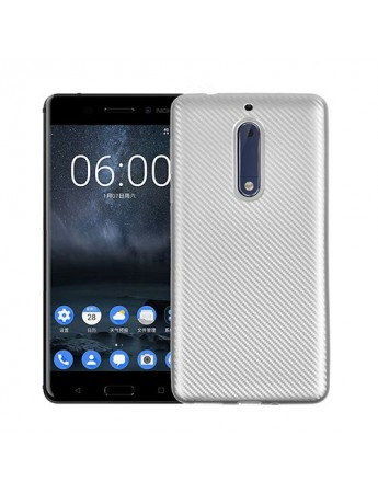 FitCase Nokia 5 Carbon Desen Arka Kapak Silver