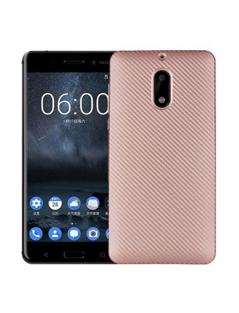 FitCase Nokia 6 Carbon Desen Arka Kapak Rose Gold