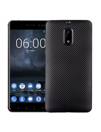 FitCase Nokia 6 Carbon Desen Arka Kapak Siyah