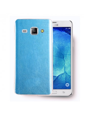 FitCase Samsung Galaxy J1 (J100) Kılıf Deri Dokulu Arka Kapak Mavi