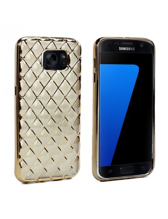 FitCase Samsung Galaxy S7 (G930) Kılıf Laser Baklava Desenli Gold