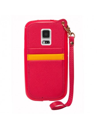 FitCase Samsung S5 (G900) BADI Kartlıklı Arka Kapak Pembe