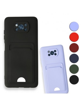 FitCase Xiaomi Poco X3 NFC Cardy Soft Delikli Kartlık Cepli Silikon Kapak