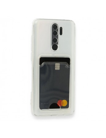 FitCase Xiaomi Redmi Note 8 Pro Kılıf Cardy Şeffaf Kartlık Cepli Kapak