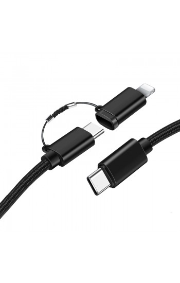 FitPlus 2in1 Type-C - Type-C+Lightning Data/Şarj Kablosu PD 3A 60W 1mt Si…