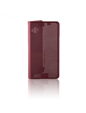 Galaxy A3 (A300) Dot View Yan Kapaklı Uyku Modlu Kılıf Bordo