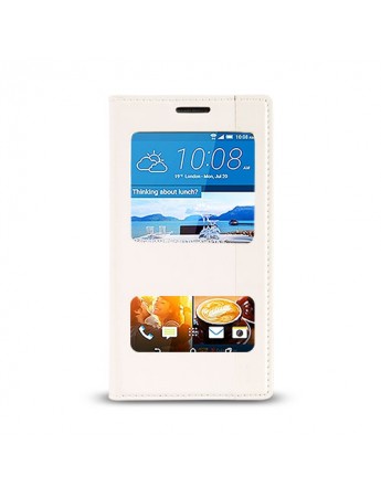 HTC Desire 728 Gizli Mıknatıslı Pencereli Magnum Kılıf Beyaz