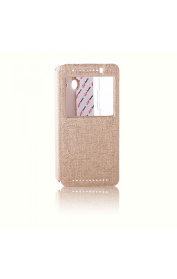 HTC One E8 Yan Kapaklı Standlı Kılıf Gold…