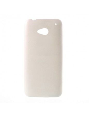 HTC One M7 Kılıf Deri Dokulu Arka Kapak Beyaz
