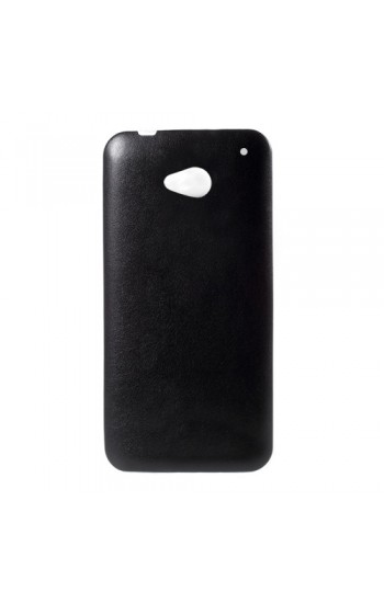 HTC One M7 Kılıf Deri Dokulu Arka Kapak Siyah…