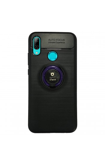 Huawei Y7 2019 - New iFace Yüzük Tutuculu Arka Kapak Halka-Mor…