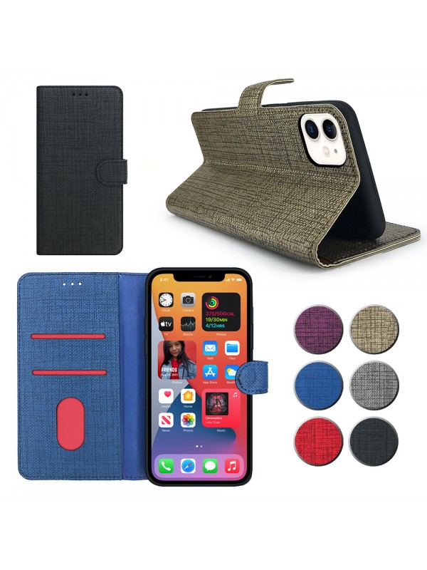 iPhone 11 Kılıf FitCase Fabric Kapaklı Cüzdanlı…