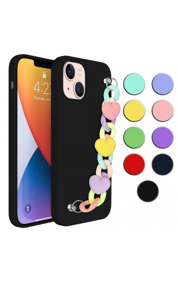 iPhone 13 Mini Kılıf Renkli Zincir Aksesuarlı Silikon Kapak…