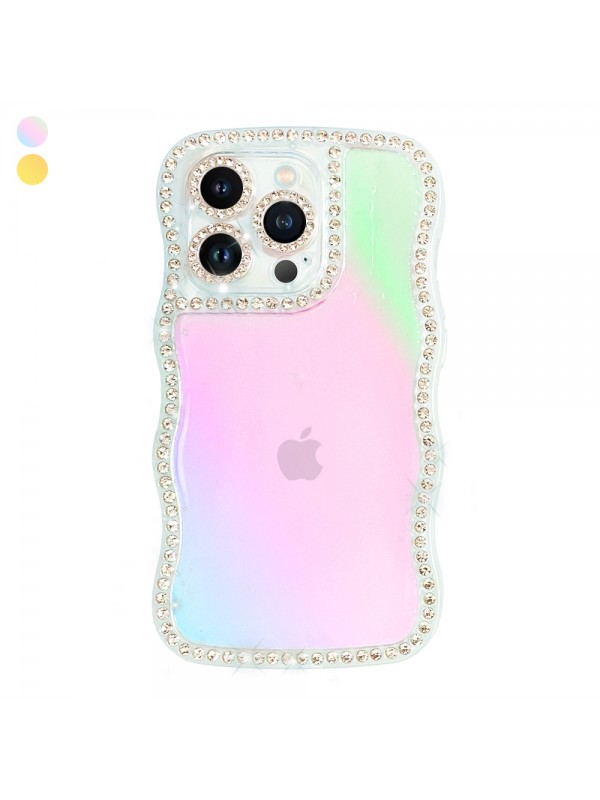 iPhone 14 Pro Kılıf Occo Seri Hologramlı Taşlı Şeffaf Silikon Kapak