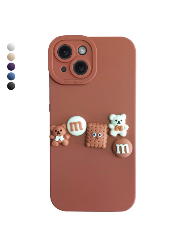 iPhone 15 Kılıf 3D M Bear Kamera Korumalı Silikon Kapak