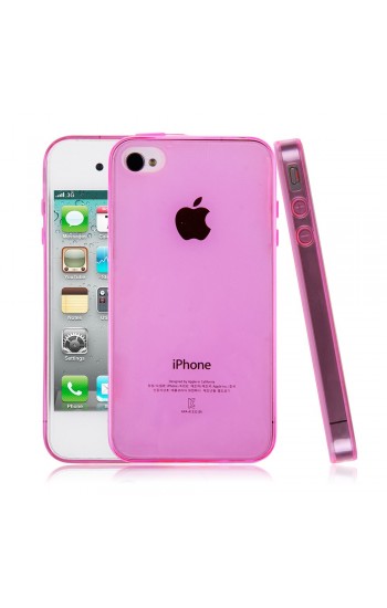 iPhone 4/4s Kılıf Soft Silikon Şeffaf-Pembe Arka Kapak…