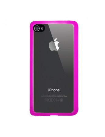iPhone 4S Çerçeveli Soft Silikon Pembe
