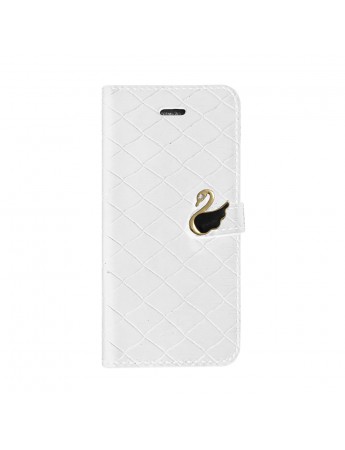 iPhone 4S Kuğu Tokalı Cüzdanlı Standlı Kılıf Beyaz