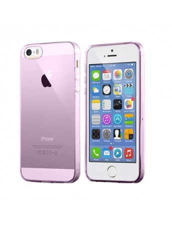 iPhone 5/5s Kılıf Soft Silikon Şeffaf-Pembe Arka Kapak