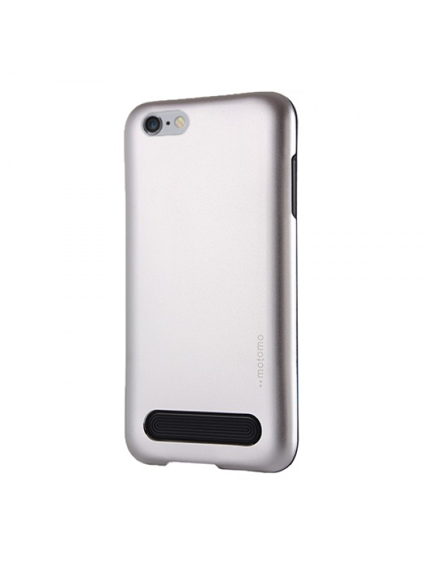 iPhone 6 Plus 5.5 inç New Motomo Metal TPU Arka Kapak Silver