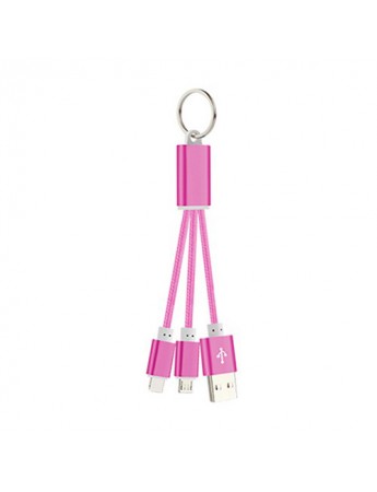 iPhone 6S-Micro USB 2 si 1 Arada Anahtarlık USB Kablo Pembe