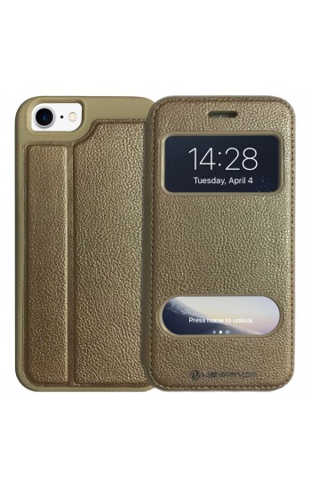 iPhone 7-8 Gizli Mıknatıslı Pencereli Magnum Kılıf Gold…