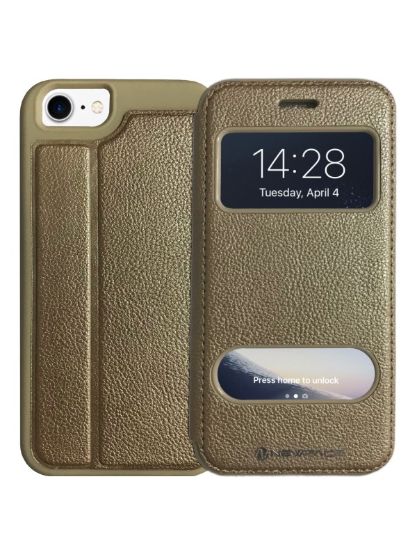 iPhone 7-8 Gizli Mıknatıslı Pencereli Magnum Kılıf Gold…