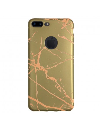 iPhone 7-8 Plus Fırça Desen Silikon Arka Kapak Gold